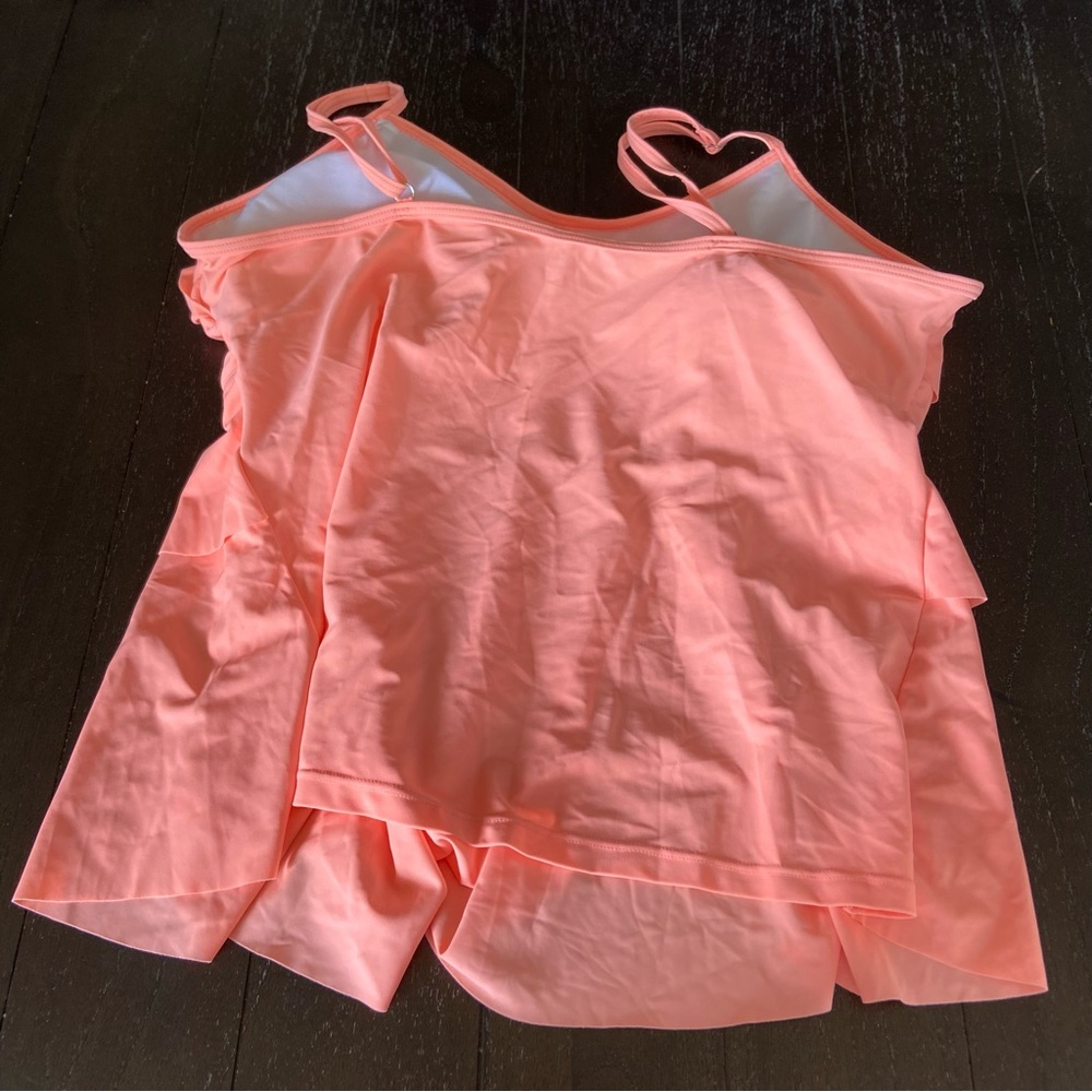 Women’s Two Piece Tankini Coral Tropical Boy Shorts Ruffle NWOT Plus Size 4XL - Picture 9 of 13